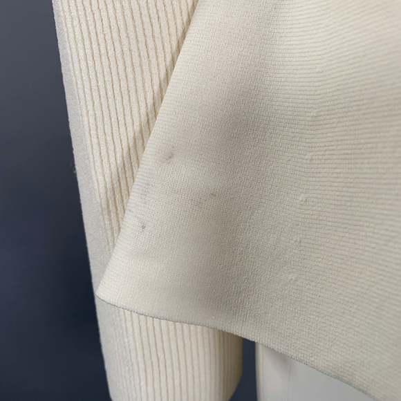 THEORY Peplum Compact Crepe Cream Viscose Blend Ribbed Casual Top - Picture 4 of 7